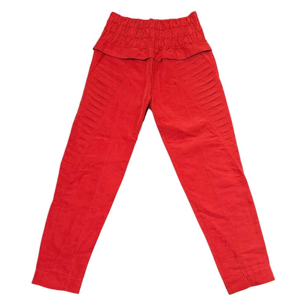 A. Niemeyer Ankle Pants Textured Linen Blend Brazil Red Orange BR 34 / Small